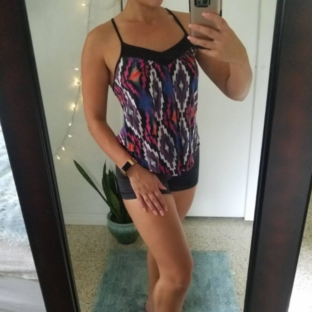 Multi Color Open Back Tribal Tank